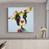 Hand Painted Cartoon Animal Oil Painting on Canvas Abstract Cartoon Dog Canvas Painting for