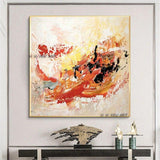 Modern Painting Hand Painted Wall Art Canvas Painting Orange Theme Entrance Hallway