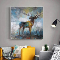 Beautiful Wall Art Hand Painted Modern Abstract Deer Acrylic Oil Painting Abstract Reindeer