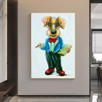 Hand Painted Cute Spotted Dog Oil Painting on Canvas Modern Cartoon Animal Lovely Pet Paintings For Room Wall Decor