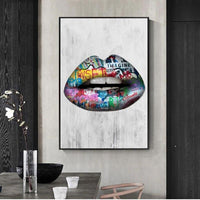 Hand Painted Oil Paintings Modern Street Art Sexy Lips Abstract Room Decorations