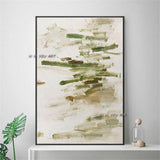 Design Modern Abstract Green Fresh Wall Hangings Hand Painted Minimalism Art Original