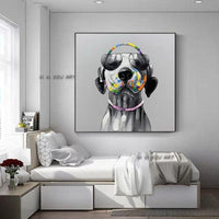 Cool Of A Dalmatian With Sunglasses And Headphones Modern Home Good Wall Art Canvas Painting Artwork Painting