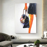 Hand Painted Modern Abstract Fashion Girl Oil Painting On Canvas Wall Art Hotel Decoration