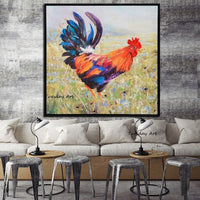 Hot Sale Hand Painted Modern Animal Oil Painting Personality Rooster Abstract Room