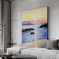 Best Hand Painted Abstract Knife Sunset Oil Painting On Canvas Modern Wall Art Painting