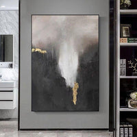 Hand Painted Modern Abstract Oil Painting Thick Texture Black GOLD Grey Art Wall Painting Original ARTWORK