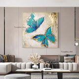 Blue Butterfly Hand Painted Canvas Oil Painting Modern ping