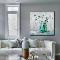 Plant Hand Painted Oil Painting Still Life Flower Abstract Art Canvas Corridor Office