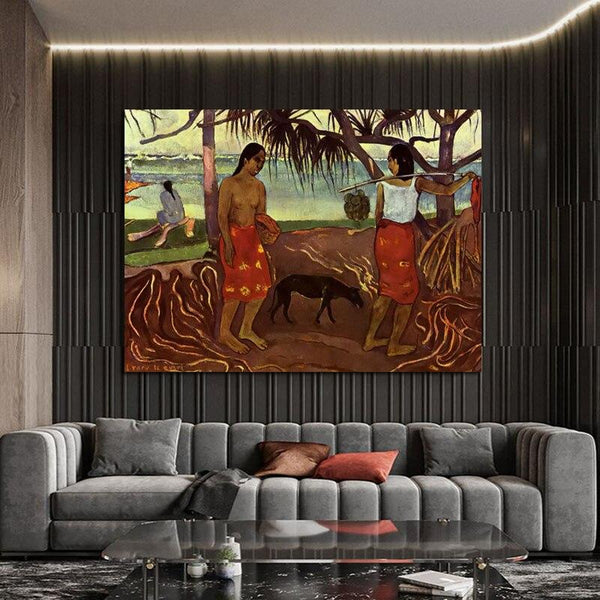 Paul Gauguin Hand Painted Oil Painting Under Pandanus Abstract People Landscape Classic Retro Wall Art Decor