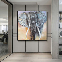 Hand Painted African Animal Oil Painting Canvas Black Elephant Paintings Modern Abstract Wall Art