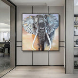 Hand Painted African Animal Oil Painting Canvas Black Elephant Paintings Modern Abstract Wall Art