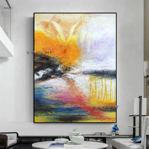 Hand Painted Beautiful Modern Abstract Dream Color World Canvas Painting Home Bedroom Mural