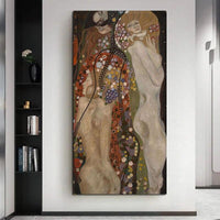 Hand Painted Gustav Klimt Water Serpents II Oil Painting Room canvas size