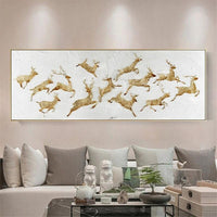 Hand Painted Oil Painting Simple Gold Foil Deer Animal Abstract