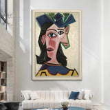 Hand Painted Oil Painting Picasso Bust of Woman in Hat (Dora) Abstract Canvas