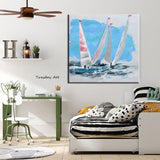 Hand Painted Oil Painting Knife Painting Modern Cloud Sailing Boat Mural Arts