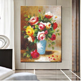 Hand Painted Classic Flower Oil Paintings on Canvas Still Life Wall Art Flowers Decor Cuadros