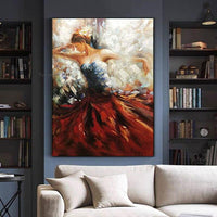 Modern Hand Painted Beautiful Ballerina Oil Painting Abstract Character Art Mural