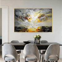 Modern Oil painting Hand Painted Abstract Gray Texture Knife Wall Art Canvas Painting Bedroom