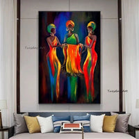 Modern Hand Painted Abstract Art Graffiti Canvas Painting African Woman Painting Interior Decoration Wall Hanging Painting