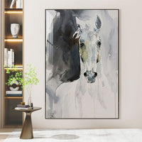 Hand painted Modern Animal Abstract Canvas Oil Paintings Retro Impression Horse Homes Decoration