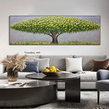 Hand Painted Oil Painting On Canvas Knife Green Tree Palette 3D Paintings Modern Abstract Wall Art