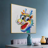 Hand Painted Oil Painting on Canvas A Lovely Dragon Hotel Decor Modern Unframed