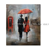 Hand Painted Lover Rain Street Lamp Landscape On Canvas Wall pcitures