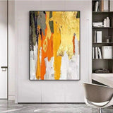 Hand Painted Abstract Modern Minimalist Gold Foil Colorful Canvas