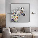Hand Painted Abstract Wall Art Horse Minimalist Decorative Modern On Canvas