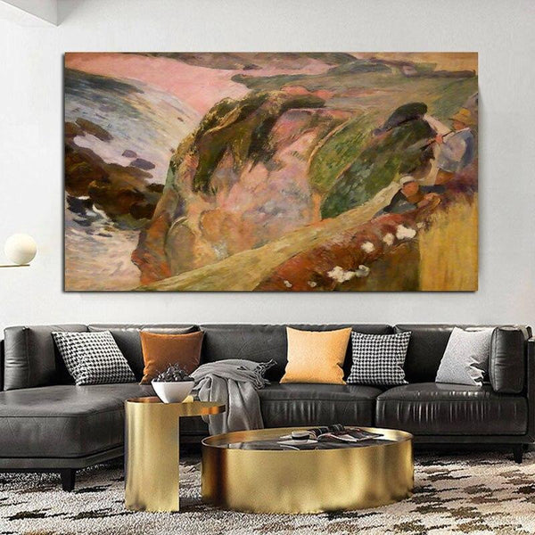 Paul Gauguin Hand Painted Clarinet Player on the Cliff Oil Painting Figure Landscape Abstract Classic Retro Wall Art