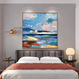 Hand Painted Abstract Seaview Art On Canvas Wall Art Wall Adornment Painting