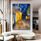 Hand Painted Van Gogh Famous Oil Painting Cafe Terrace At Night Canvas