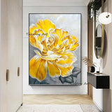 Hand Painted Abstract Yellow Flower Art Oil Paintings Home Wall Decoration Cuadros