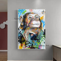 Hand Painted Street Art Oil Painting Modern Animal Monkey Abstracts Size