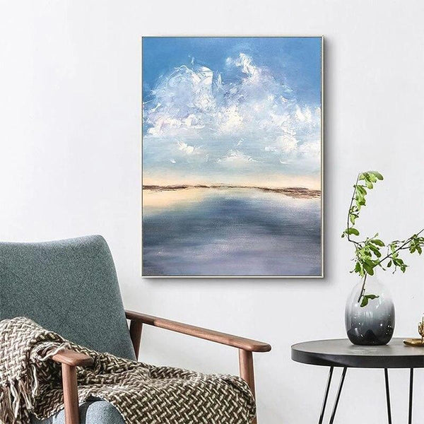 Textured Sea Landscape Hand Painted Modern Abstract Oil Painting on Canvas