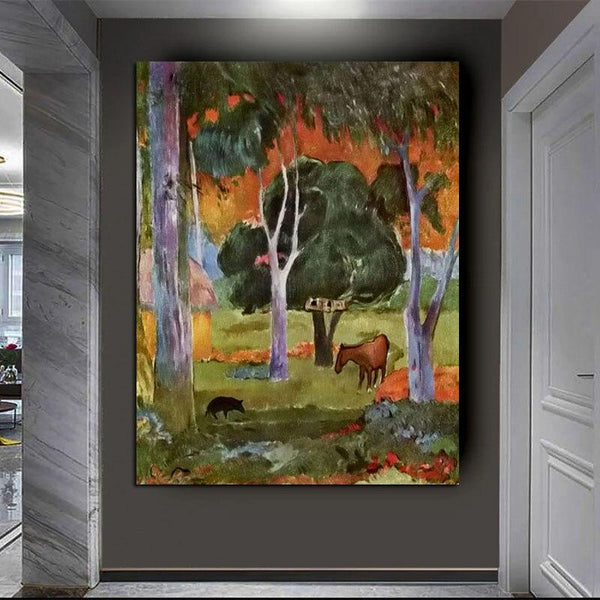Hand Painted Oil Painting Paul Gauguin Dominica Landscape Retro Abstract Landscape Wall Art Home Room