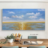 Hand Painted The Sea Sunset Abstract Wall Art Modern On Canvas bedroom decora