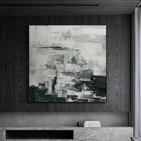 Abstract Oil Painting Hand Painted Black and White Canvas Artwork For Hotel Decor