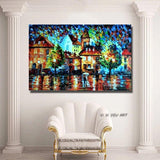 Palette Knife thick oil street build oil painting Hand Painted modern oil painting on canvas wall art pictures for