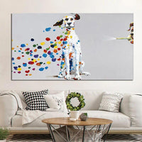 Hand Painted Oil Painting Simple Colorful Animal Dog Abstract Canvass