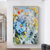 Hand Painted Oil Painting Abstract Canvas Painting Palette Knife Flowers Modern Decor Floral Wall Art