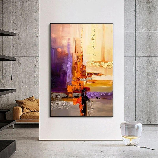 Hand Painted Color Thick Abstract Oil Painting Hanging Painting Decor Canvas Porch Wall