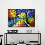 Hand Painted Modern Thick Knife Street Landscape People Abstract Canvas Painting Nordics Decor