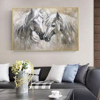 Modern Oil Painting on Canvas Hand Painted Wall Art Animal Two horses Paintings Poster