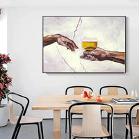 Hand Painted Oil Painting Modern Canvas Painting Classic Handshake Wine Abstract Wall Canvas Art