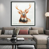 Hand Painted Contemporary Deer Oil Painting on Canvas Abstract Animal Hallway