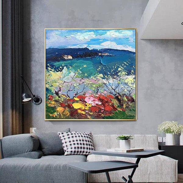 Hand Painted Abstract Colorful Scenery Painting On Canvas