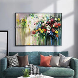 Hand Painted Flower Rose Abstract Thinck Texture Oil On Canvas Wall Art Paintings Decoration